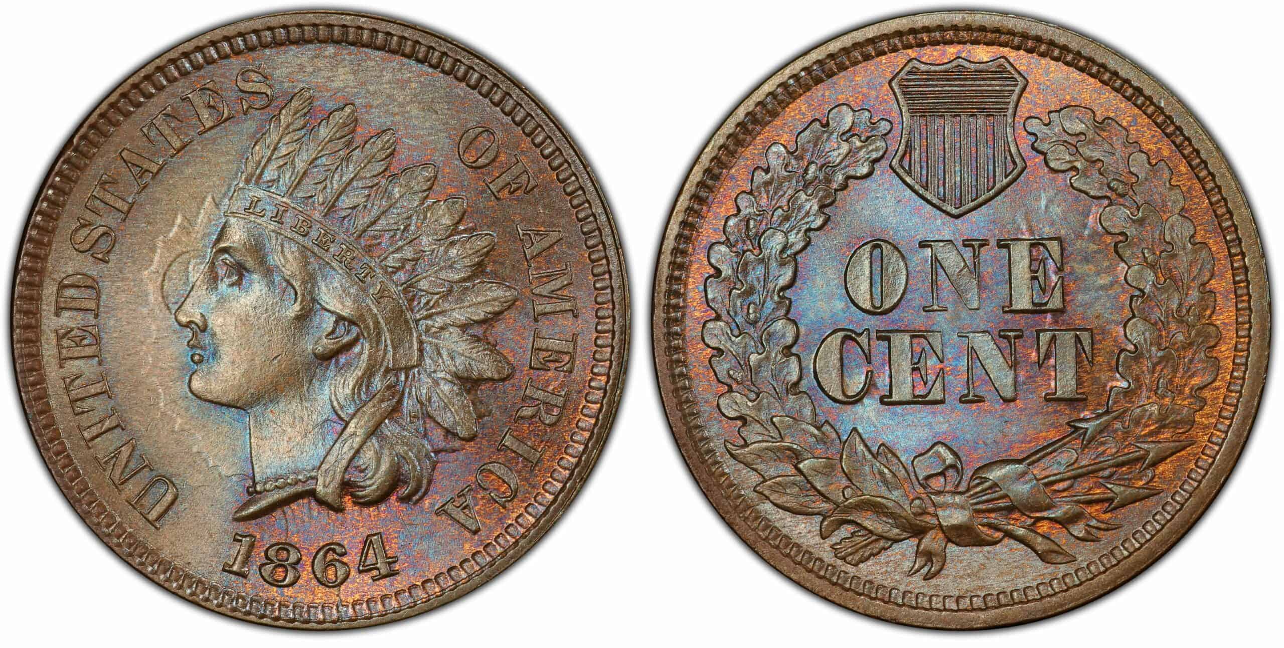 1864-P No Mintmark Bronze Indian Head Penny