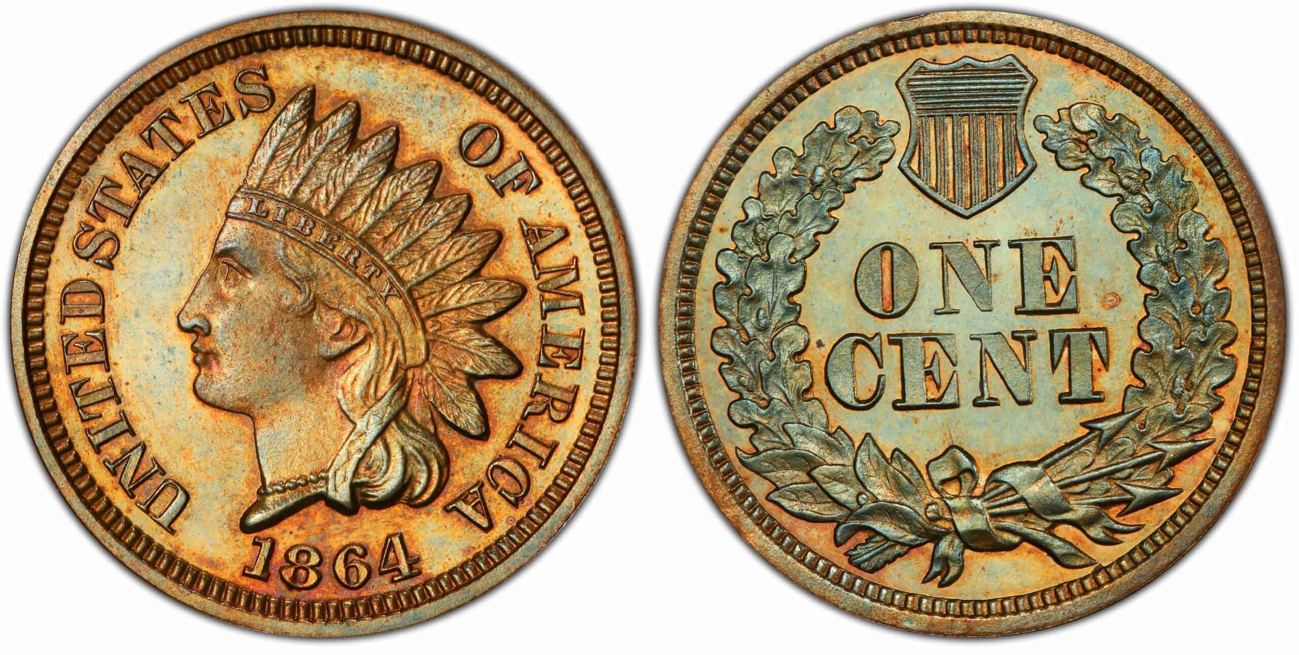 1864-P No Mintmark Copper-Nickel Proof Indian Head Penny