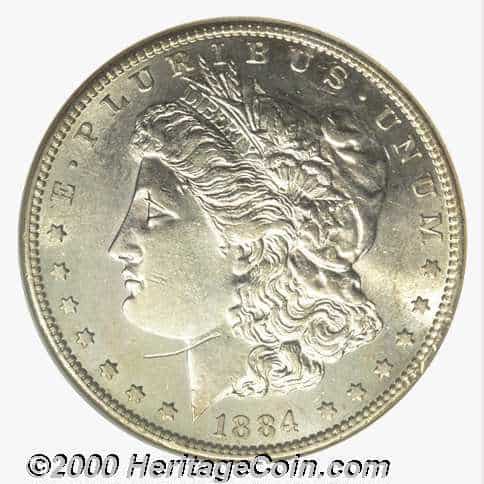 1884 silver dollar strike error