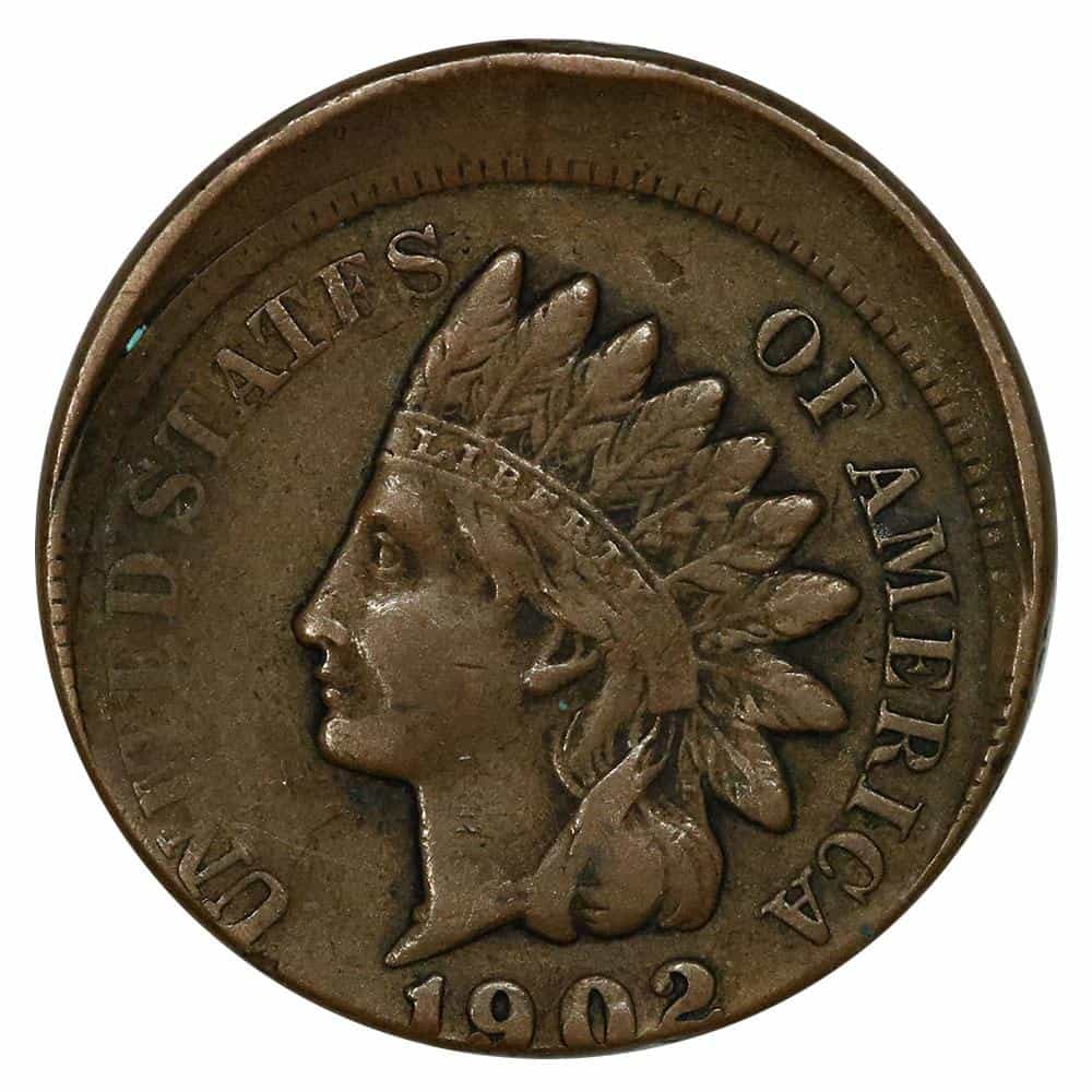 1902 Indian Head Penny Struck Off-Center Error