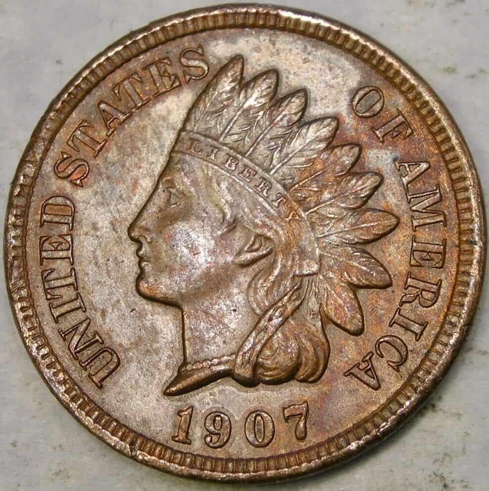 1907 Indian Head Penny Re-punched Date Error