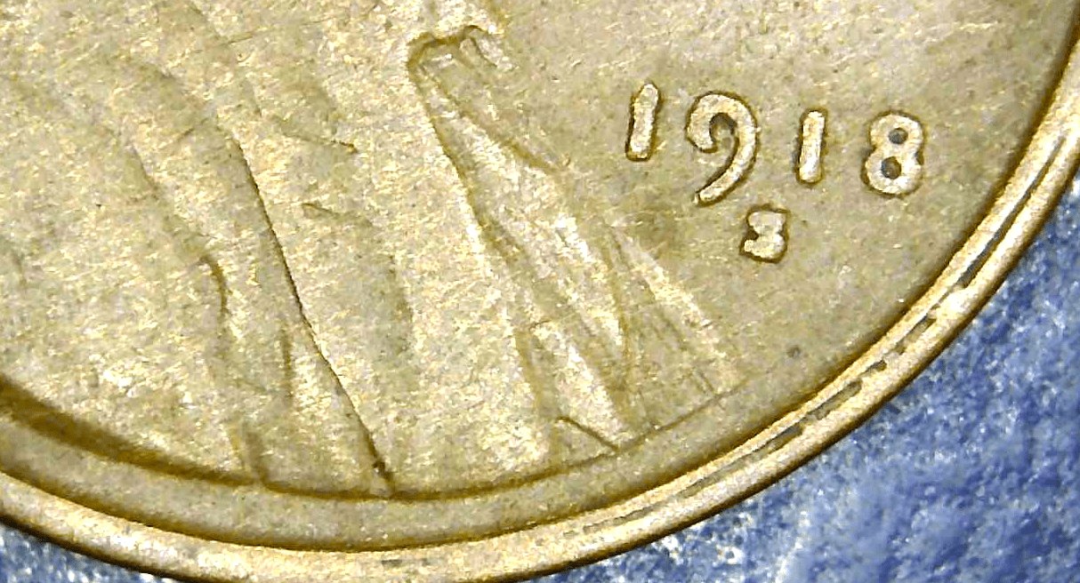 1918 Penny Re-punched Mint Mark Error