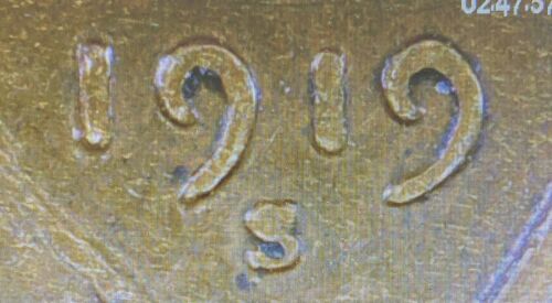 1919 Wheat Penny Re-Punched Mint Mark Error