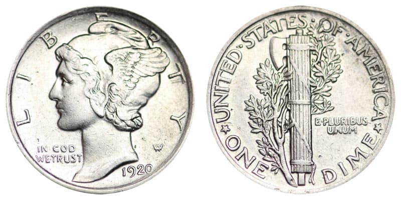 1920 No Mint Mark Dime Value