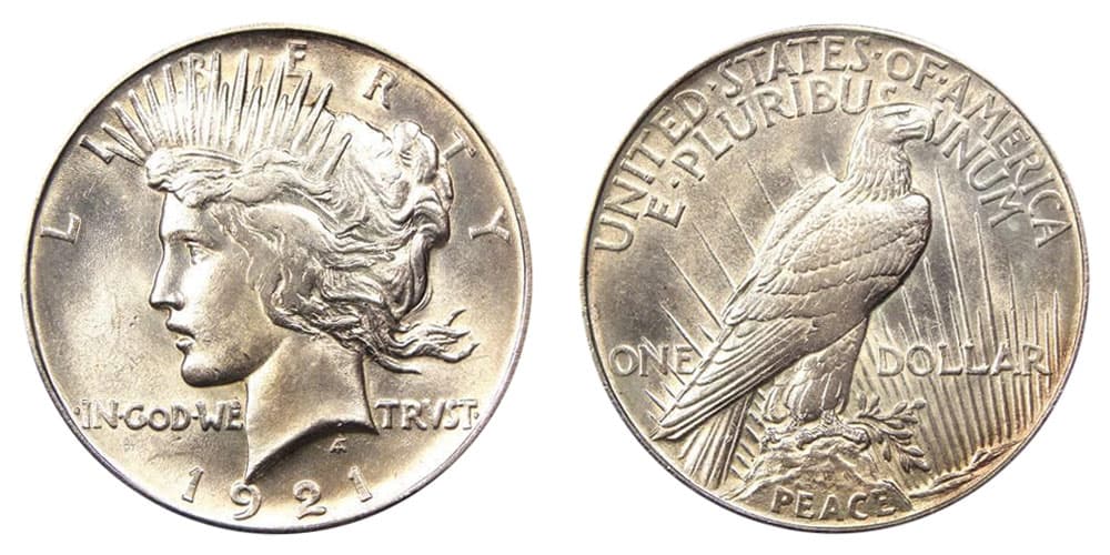1921 Peace Silver Dollar without Mint Mark Value