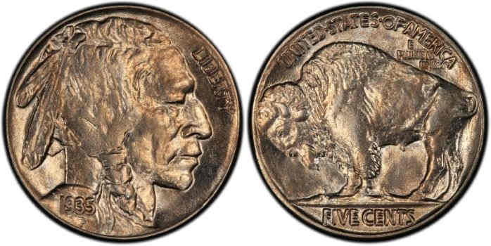 1935 no mint Buffalo Nickel value