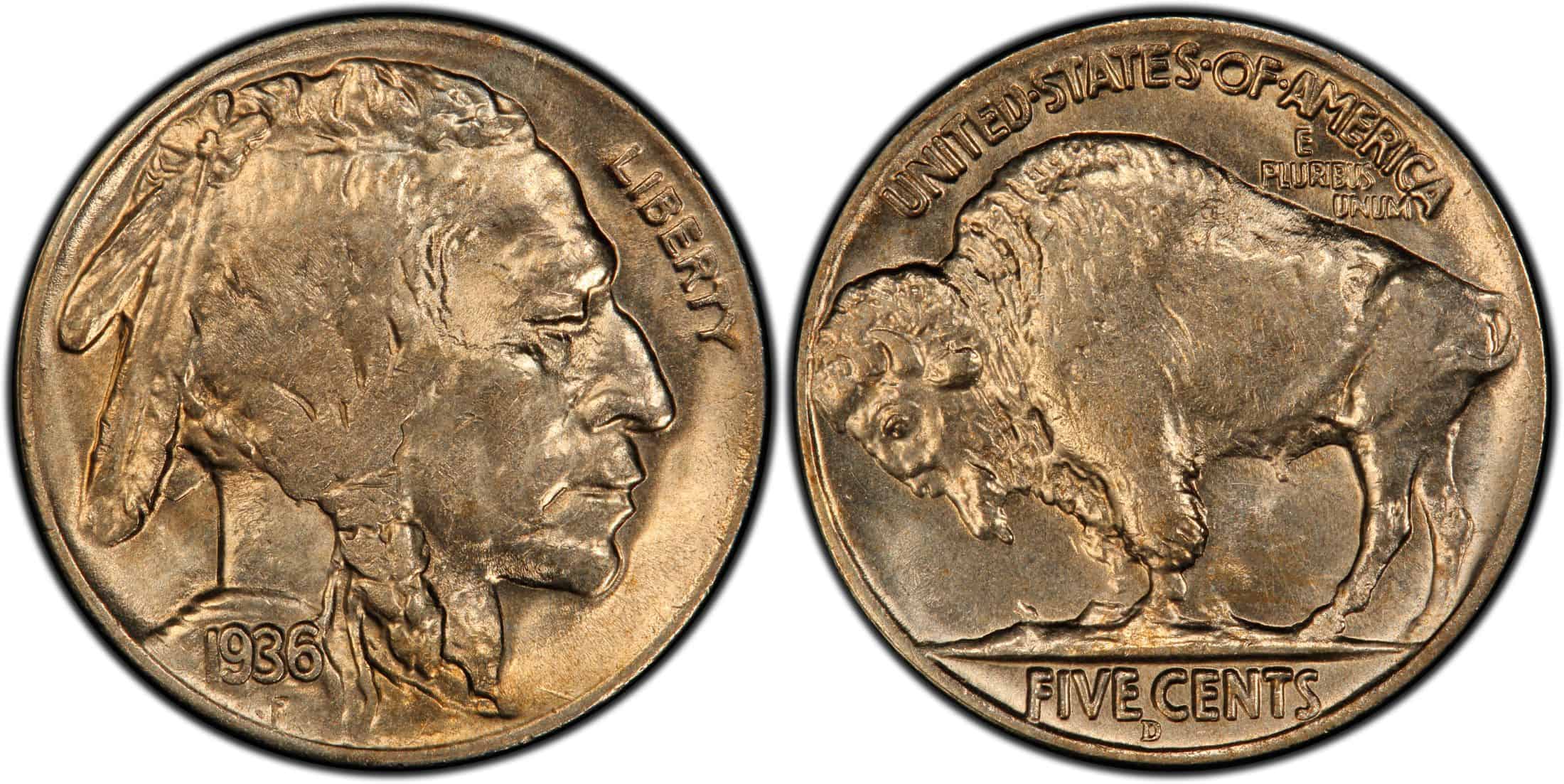 1936 D Buffalo Nickel 3 and a Half Legs Value