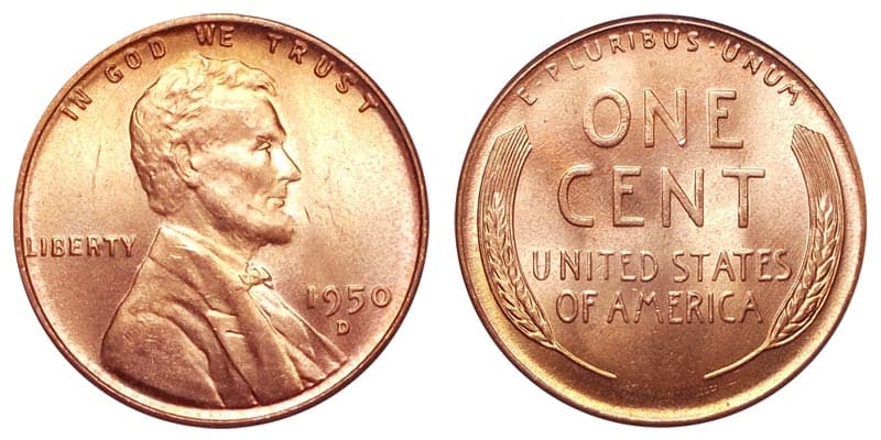 1950 Denver (D)  Wheat Penny Value