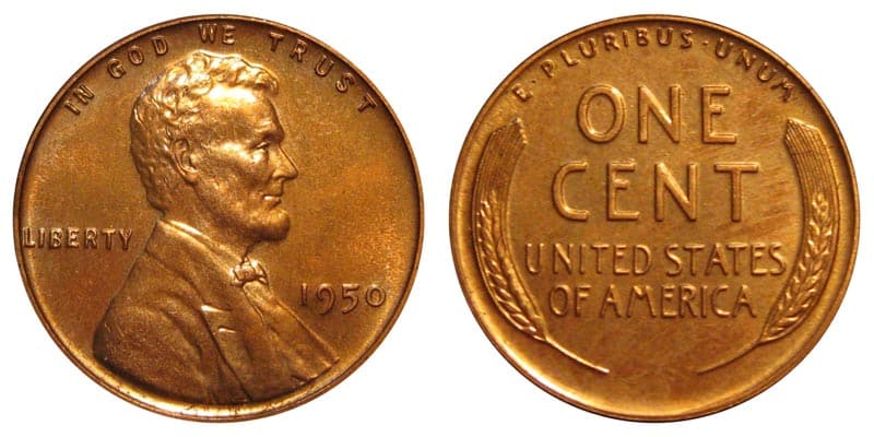 1950 No Mint Mark (Philadelphia) Wheat Penny Value