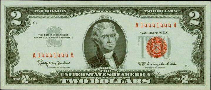 1963 $2 Bill Value with Red Seal