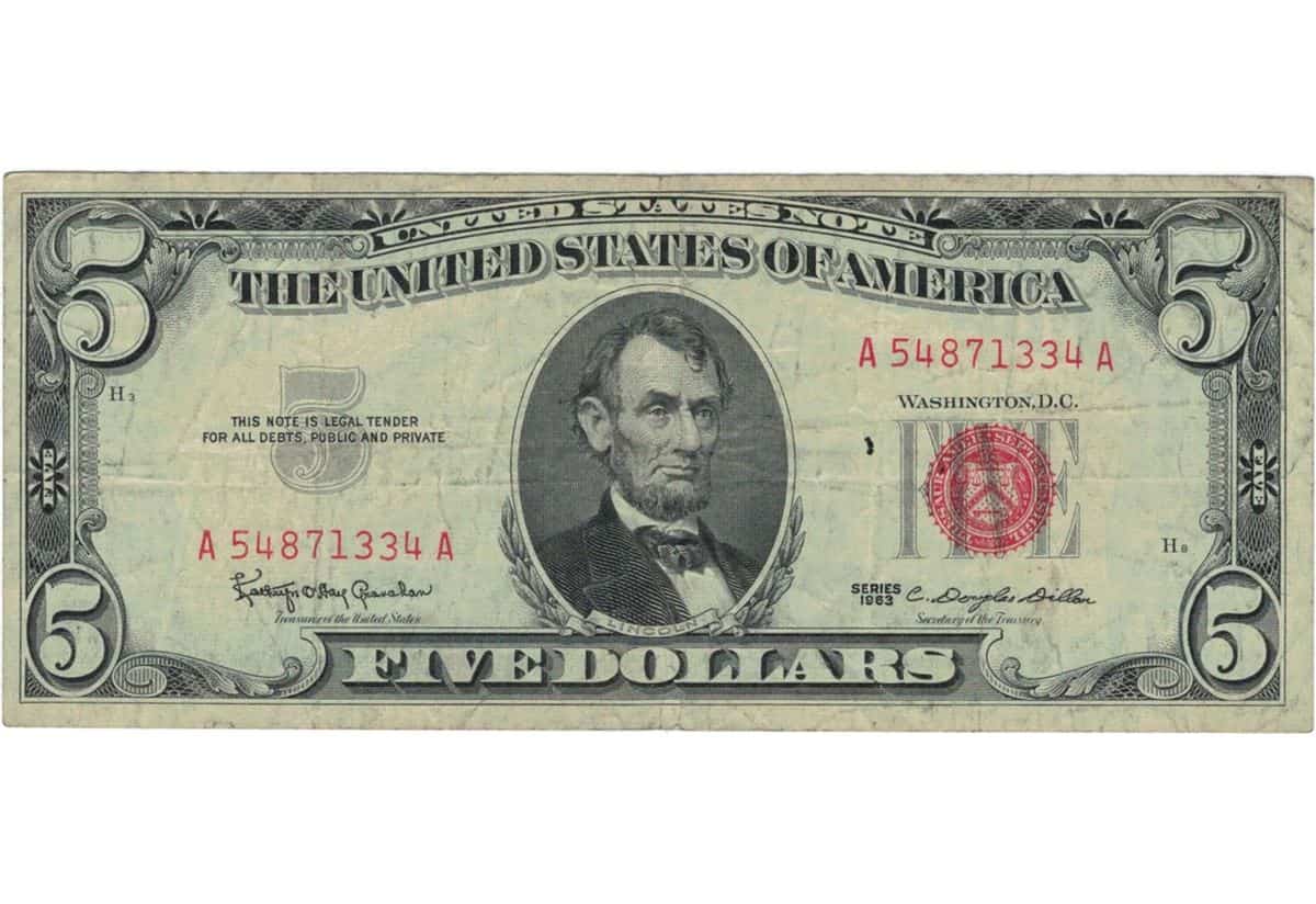 1963 $5 Bill Value with Red Seal