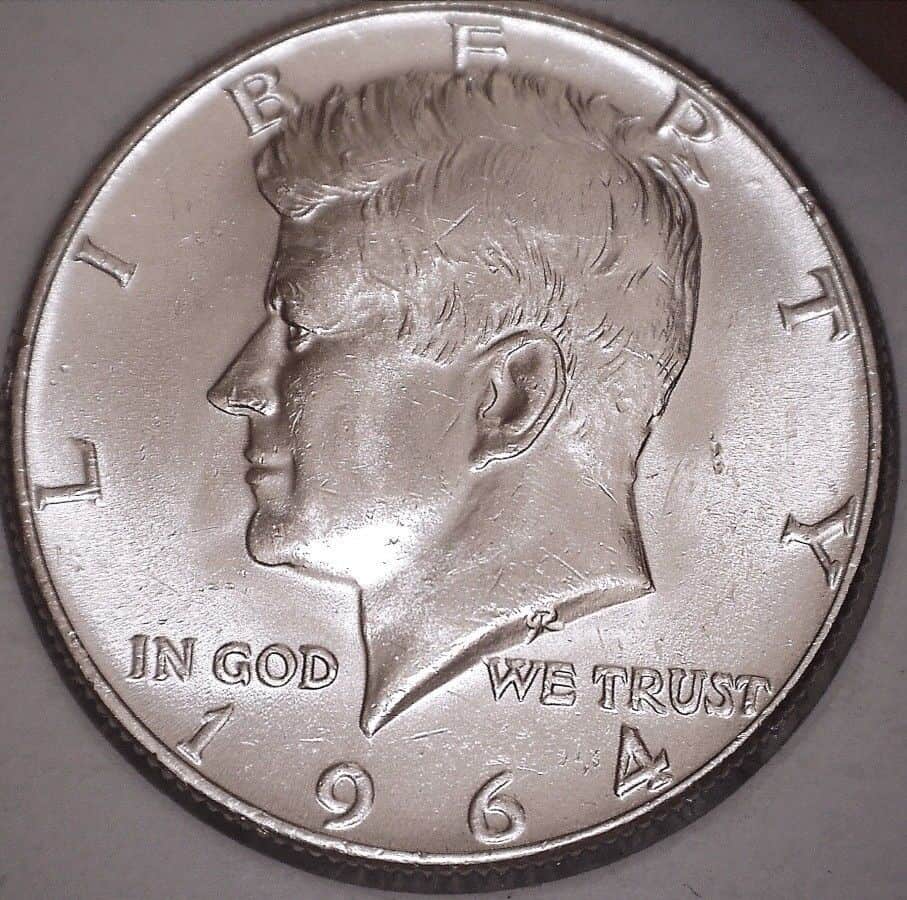 1964 Kennedy Half Dollar Quadruple Die Obverse Error
