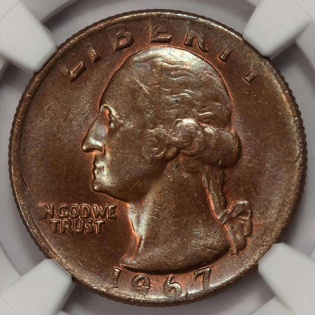 1967 Quarter Missing Obverse Clad Layer