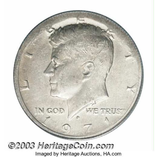 1971 D Half Dollar Struck on 40% Silver Clad Error