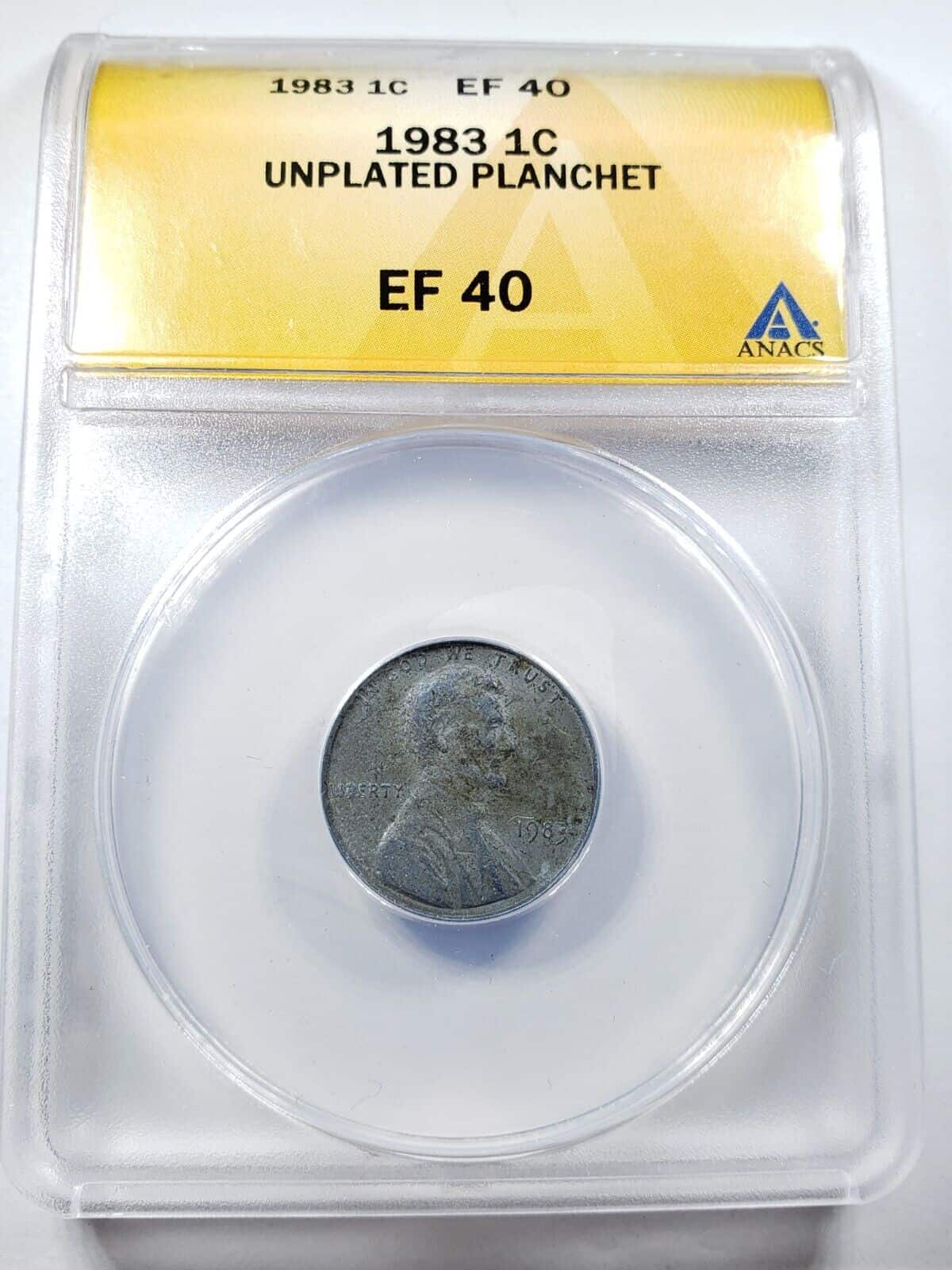 1983 Penny Struck on an Unplated Planchet
