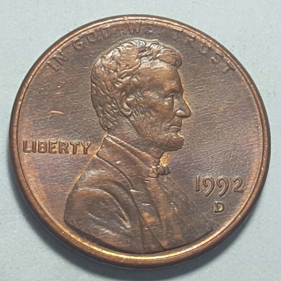 1992 Lincoln Penny Obverse Die Cap Error