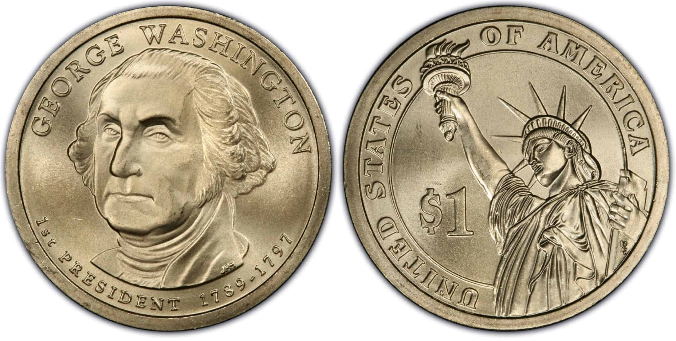 George Washington Dollar Coin No Edge Lettering Error