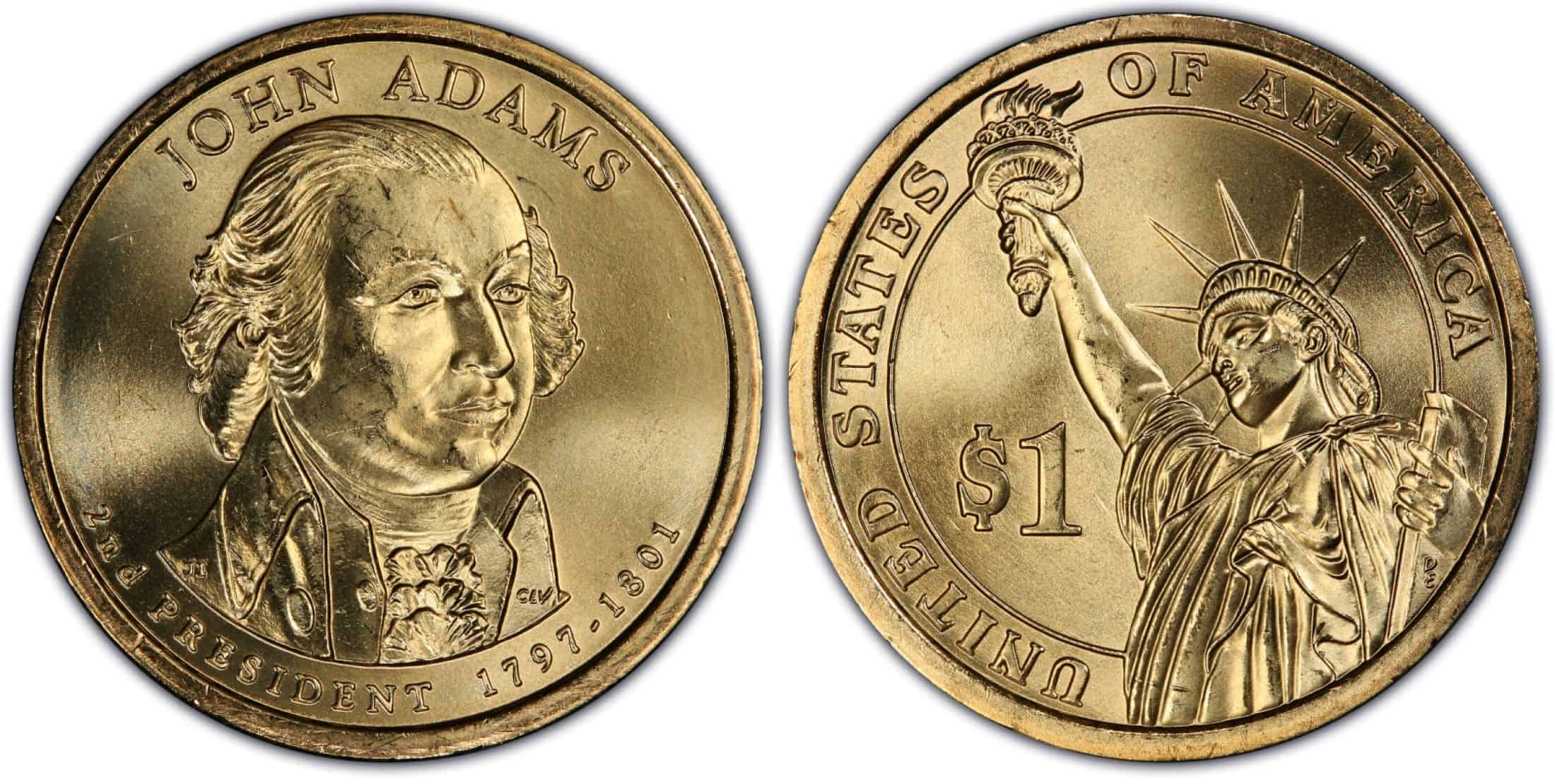John Adams Dollar Coin Inverted Double Edge Lettering Error