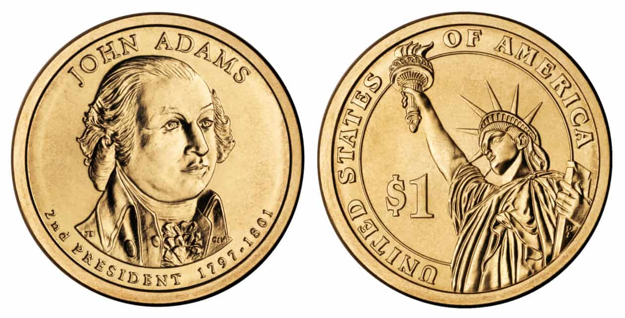 John Adams P Mint Mark Dollar Coin