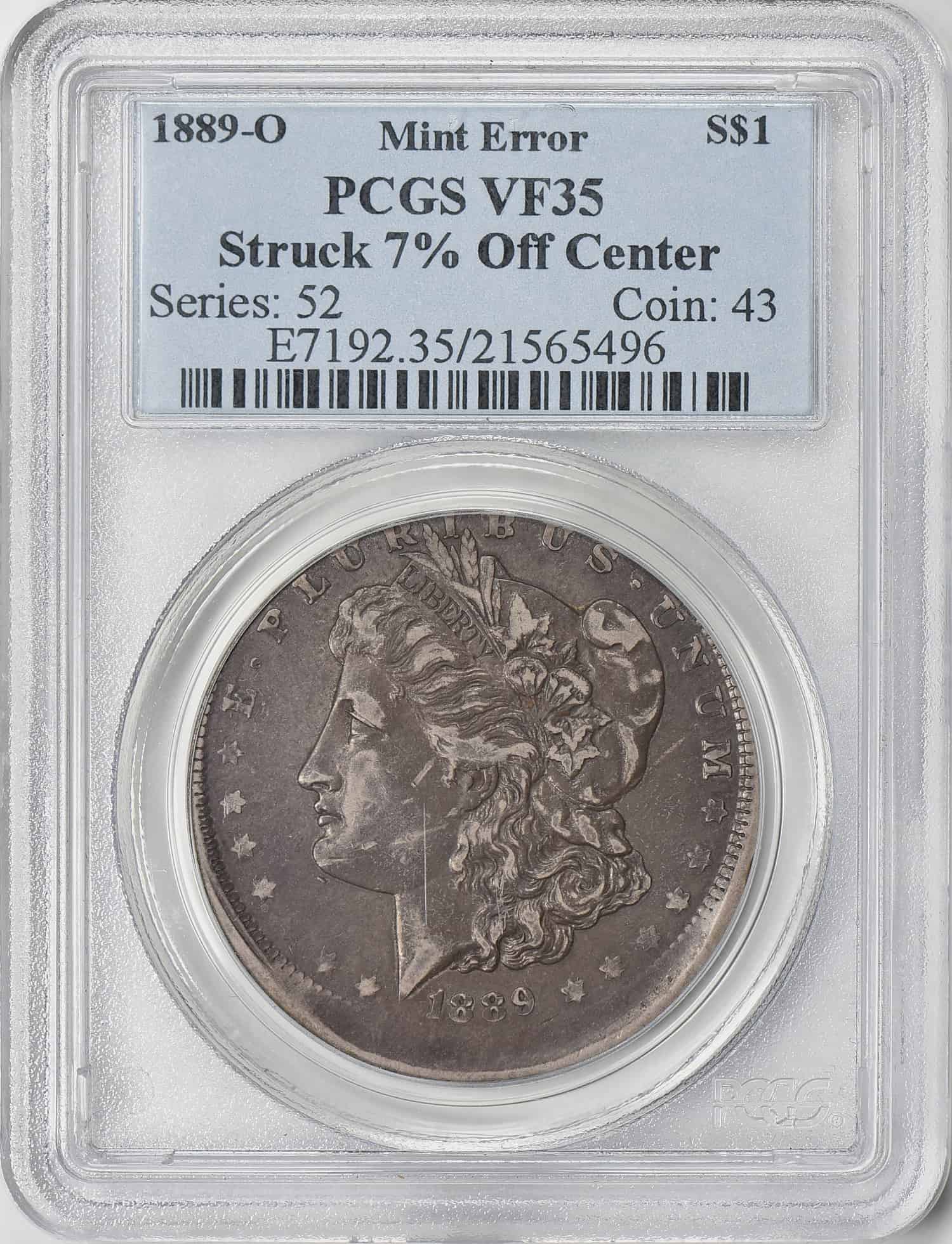 1889 Silver Dollar off-center error
