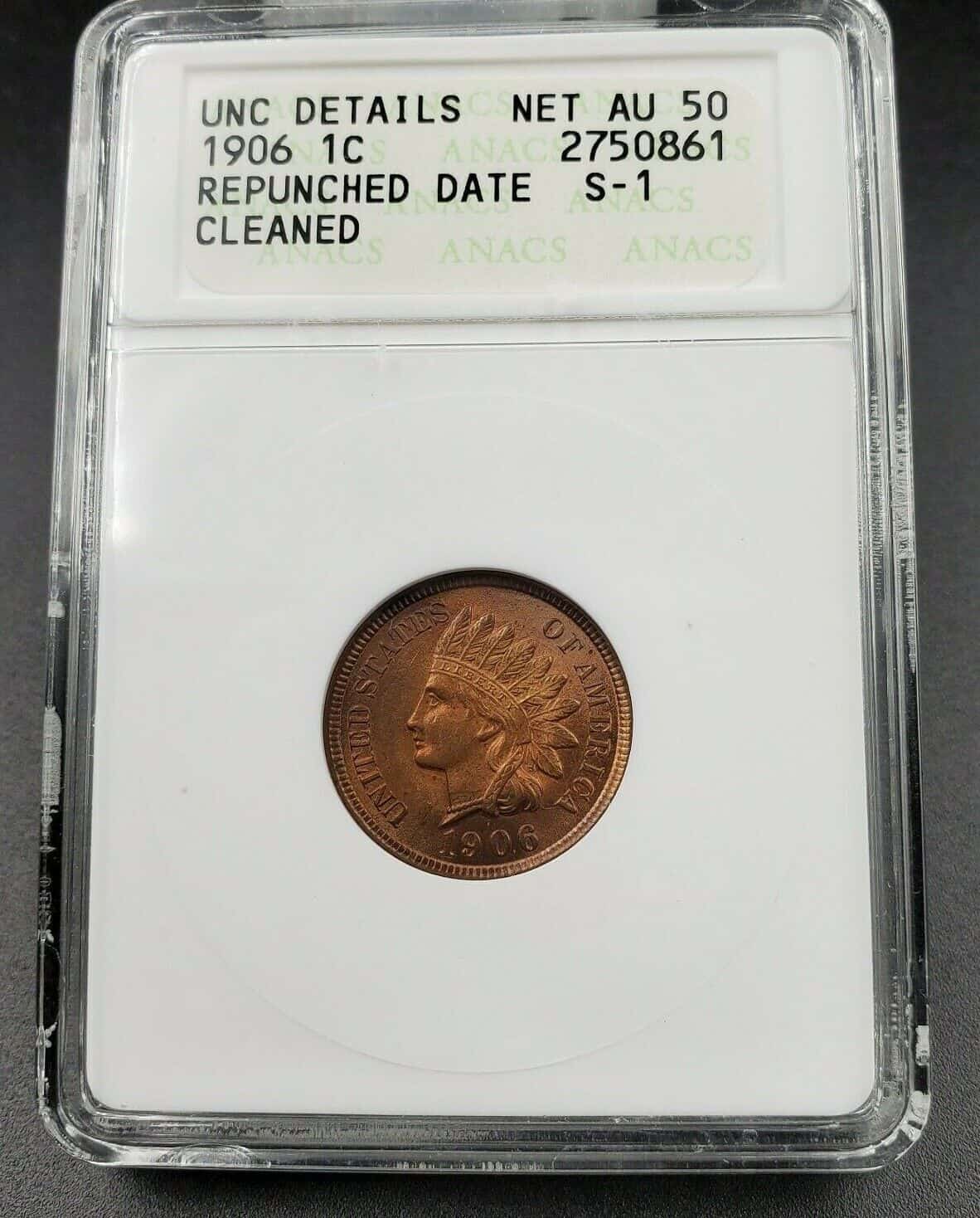 1906 Indian Head Penny Repunched Date Error