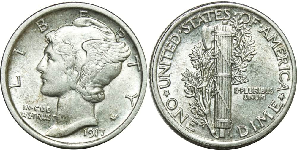 1917 No Mint Mark Dime