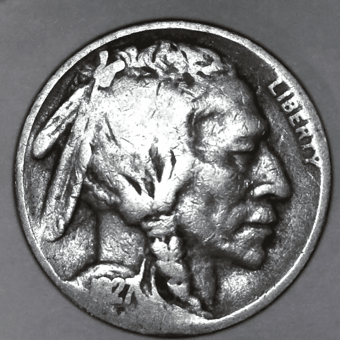 1927 S Buffalo Nickel Two-Feathered Headdress Error