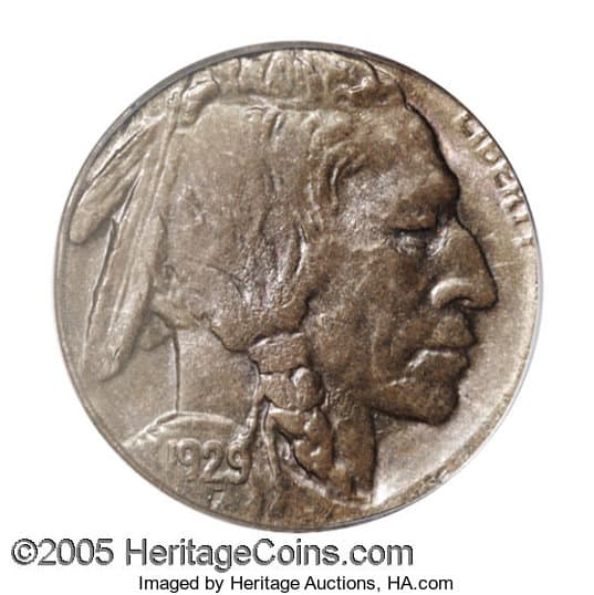 1929 Buffalo Nickel Struck on the wrong coin