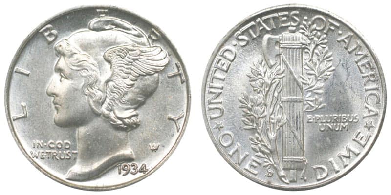 1934 Denver Mint Mark Dime Value