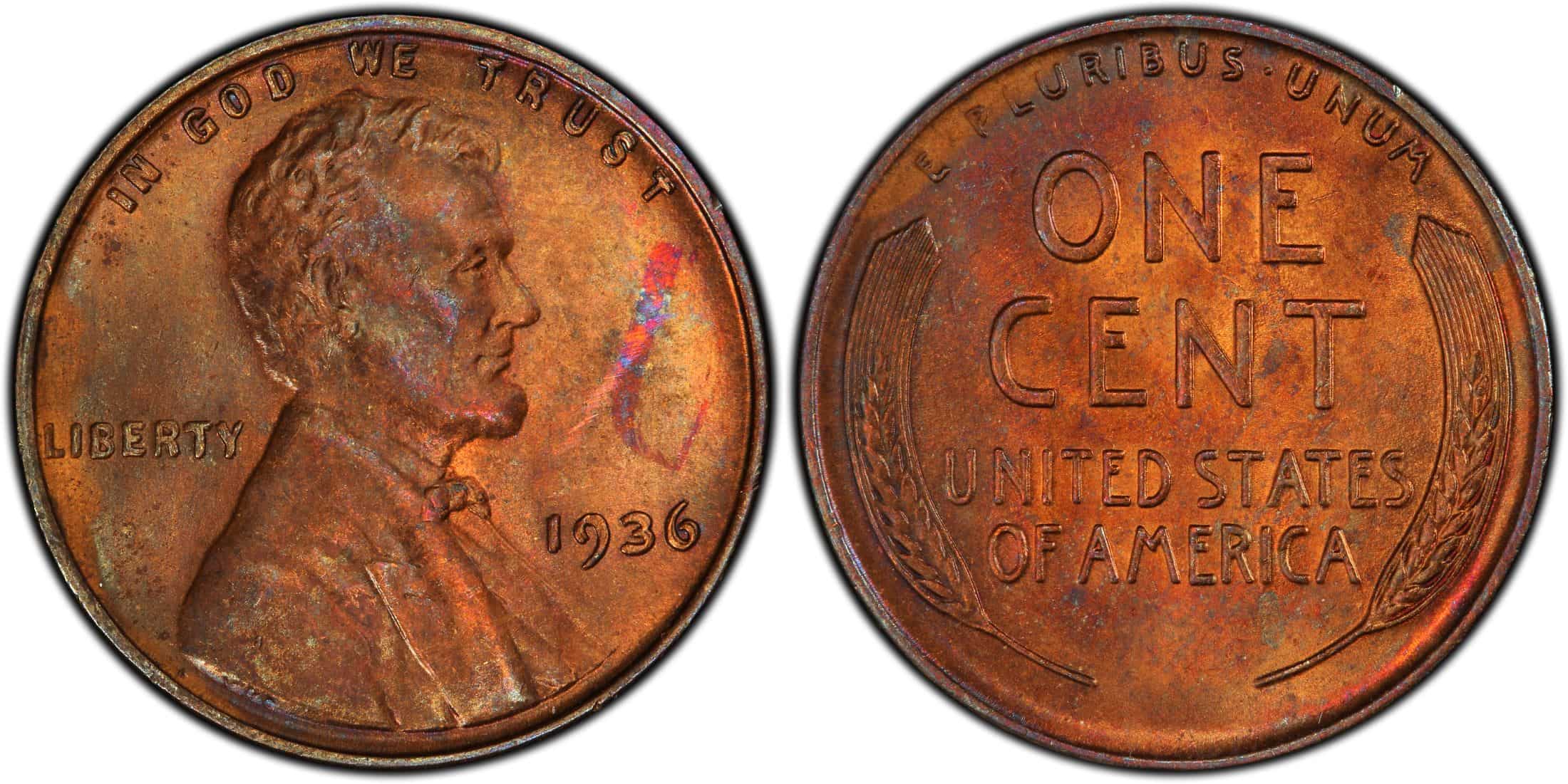 1936 No Mint Mark Wheat Penny DDO Error