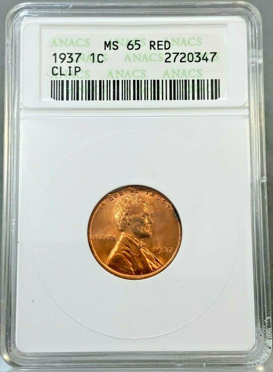 1937 Wheat Penny with clipped error