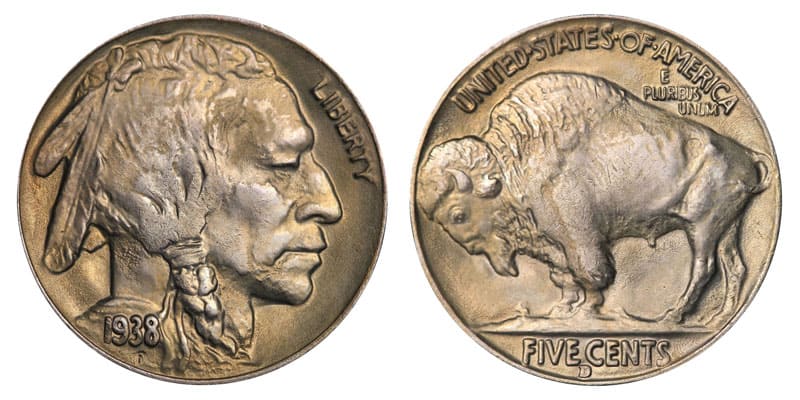 1938 D Denver Mint Mark Buffalo Nickel Value