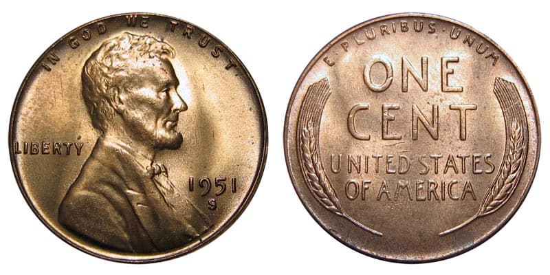 1951 San Francisco Mint Mark Wheat Penny Value