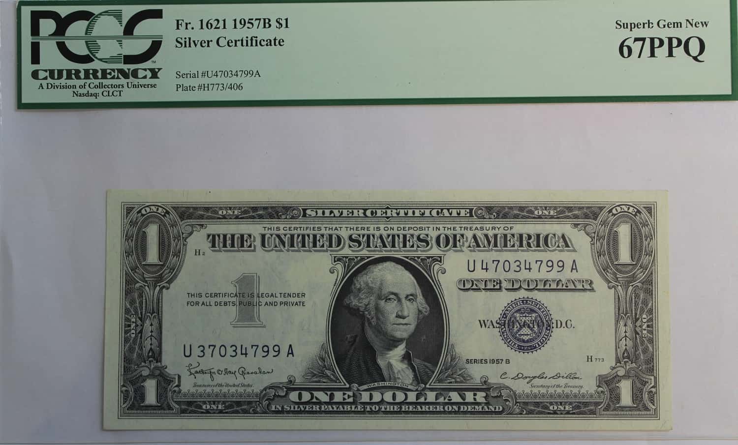 1957-B Silver Certificate Mismatched Serial Numbers