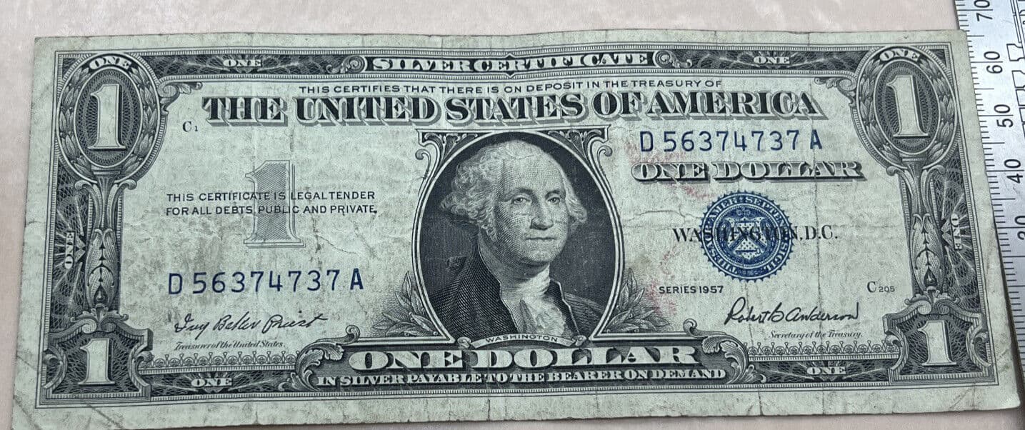 1957 Silver Certificate Misaligned Printing