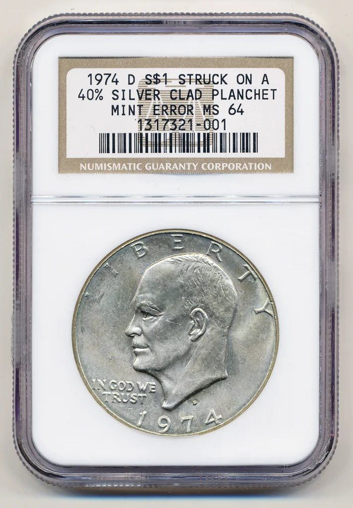 1974 D Silver Dollar Struck on a Silver Planchet
