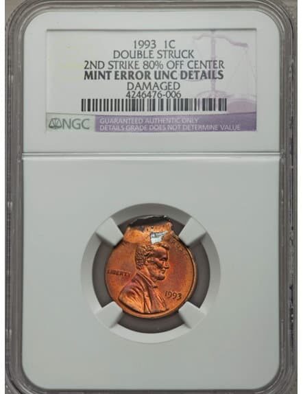 1993 P Penny - Double Struck with Second Strike 80% Off Center Error
