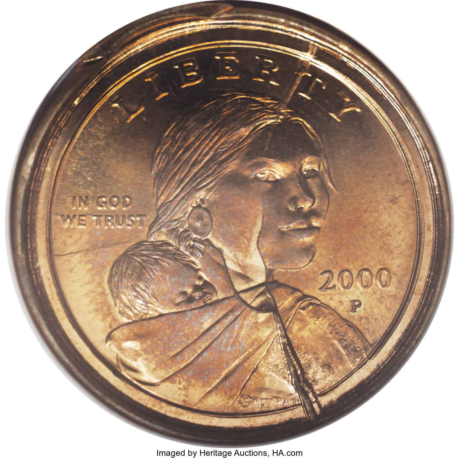 2000 P Sacagawea Dollar Multi-Struck Obverse Split Die